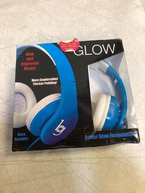 Photo 2 of Glow Headphones with Blacklight LED Flashlight from Bryte Gear - Blue - Make it Glow in The Dark