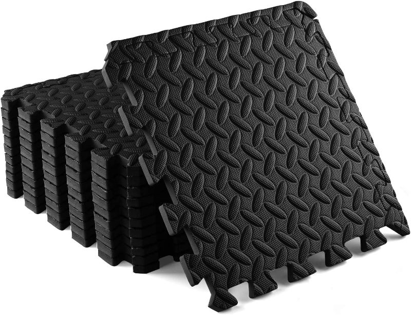 Photo 1 of Yes4All Interlocking Exercise Foam Mats with Border – Interlocking Floor Mats for Gym Equipment – Eva Interlocking Floor Tiles 20 TILES

