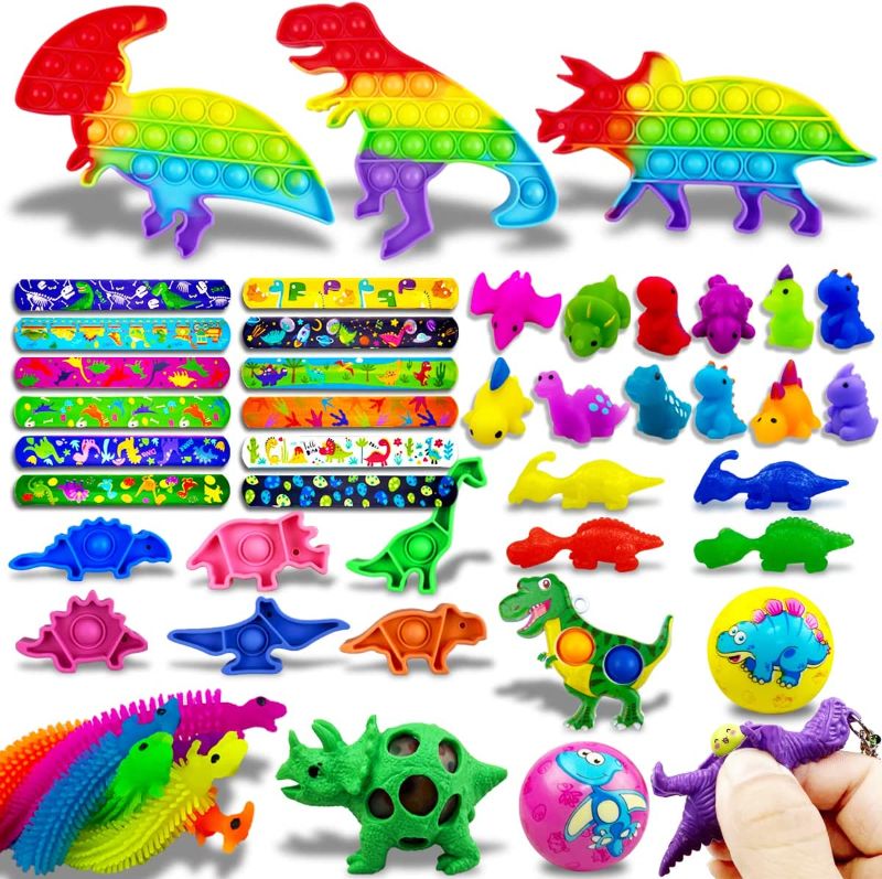 Photo 1 of  48 PCS Dinosaur Fidget Sensory Pop Toys Pack 