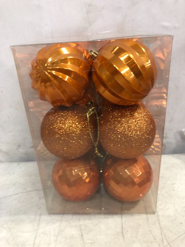 Photo 3 of  Christmas Balls Ornaments, Xmas Ball Baubles Set - Shatterproof Decorative Hanging Ornaments Baubles Set for Xmas Tree (Orange, 80mm/3.15")
