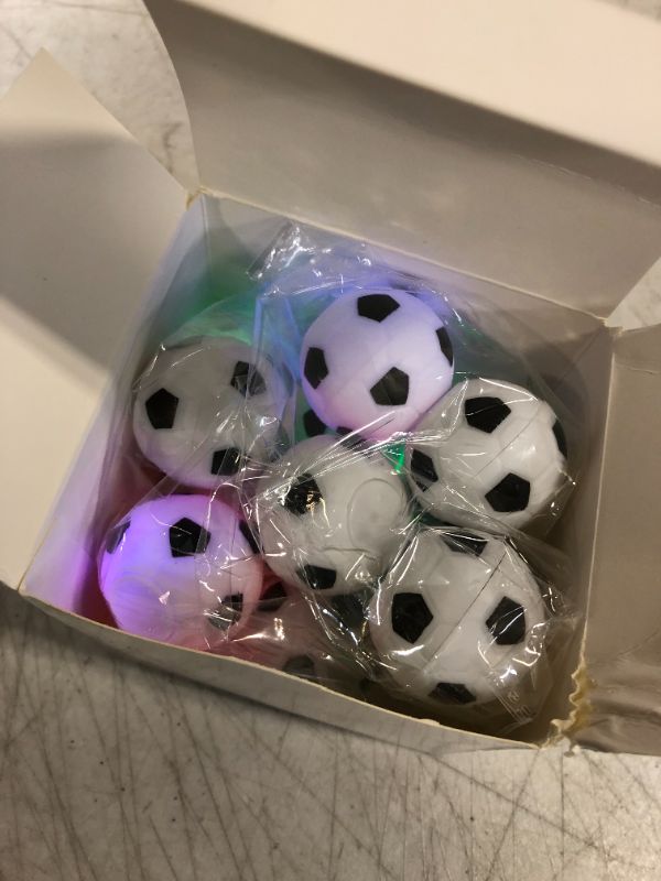 Photo 3 of 12 Pcs Soccer Party Favors Goodie Bag Stuffers LED Light up Soccer Stress Balls Fidget Toys Glow in the Dark Balls