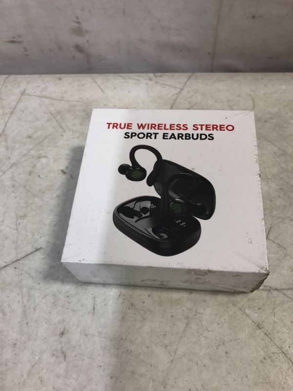 Photo 2 of  Wireless Earbud Sport, Bluetooth 5.1 Headphones, HiFi Stereo Bluetooth Earphones, LED Display, 48 Hours in Ear Bluetooth Earbud with EarHooks, 
FACTORY SEALED / UNOPENED 
