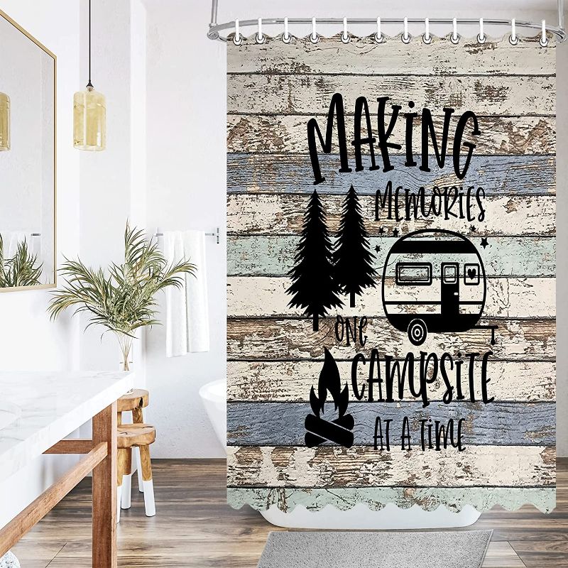 Photo 1 of  Rustic Farmhouse Camper RV Shower Curtain Liner 47 x 64