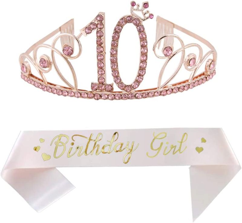 Photo 1 of 10th Birthday Pink Tiara and Pink Sash 
