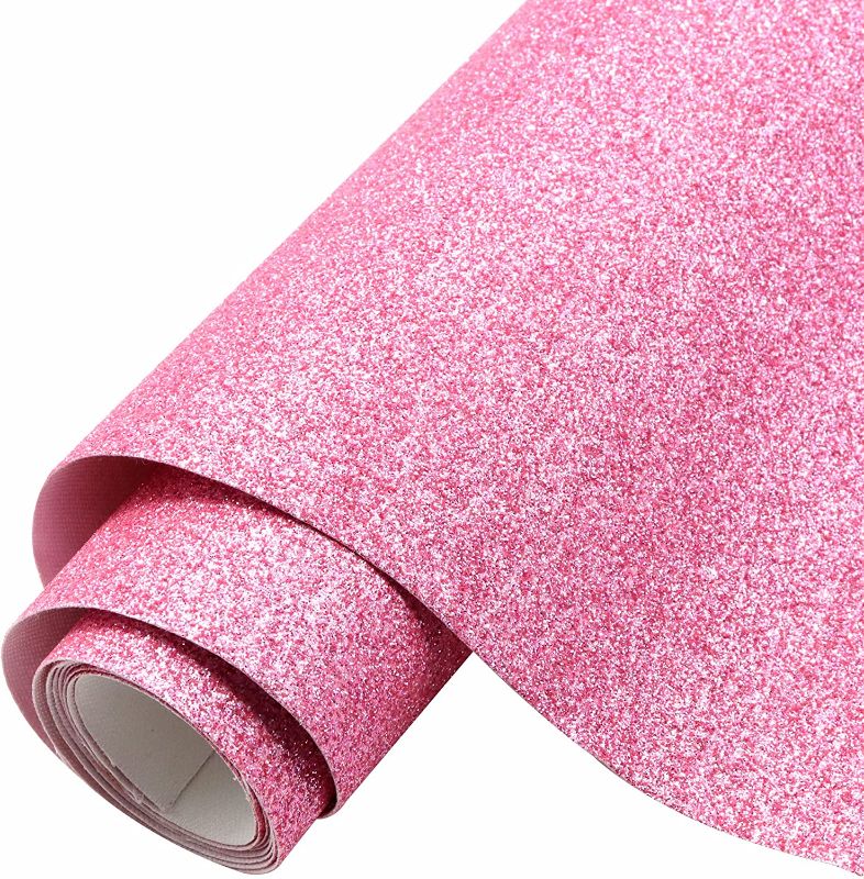 Photo 1 of  Pink Glitter Soft Faux Leather Material for Making Crafts
