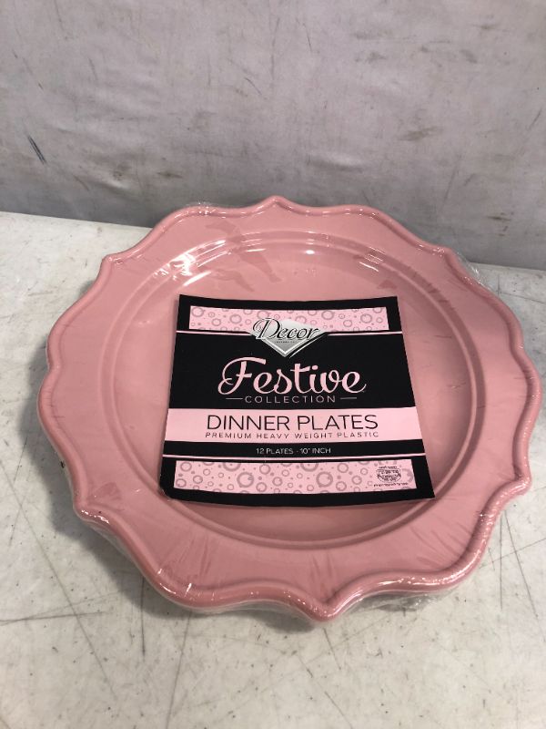 Photo 2 of  Pink Plastic Disposable Plates 12 PCK 10" - SEALED / UNOPENED 
