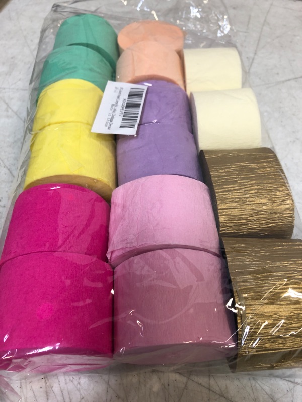 Photo 2 of 16 Rolls Crepe Paper Streamers, 8 Colors Pastel Streamers Party Supplies for Birthday Party Baby Shower Wedding Ceremony Various Large Festivals Decoration 16PCS-Pastel