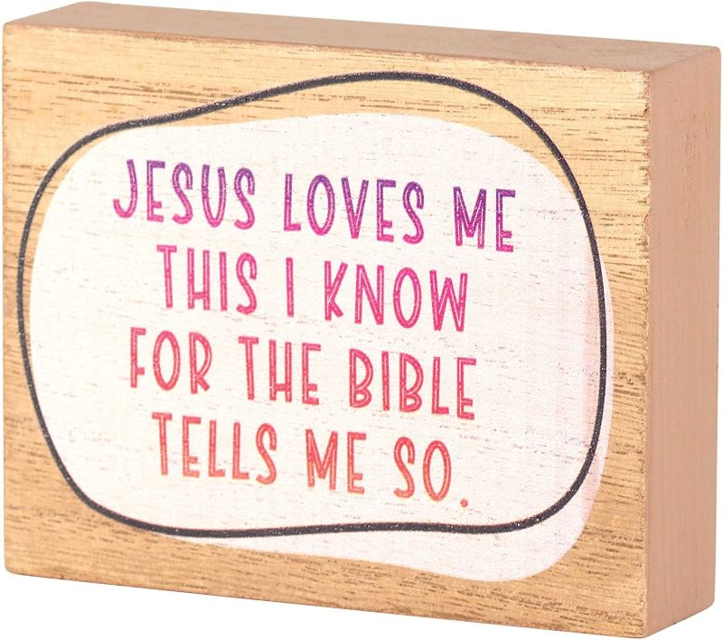 Photo 1 of  Jesus Loves Me Bible Tells Me So  Table Top Block Sign
