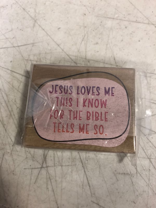 Photo 2 of  Jesus Loves Me Bible Tells Me So  Table Top Block Sign

