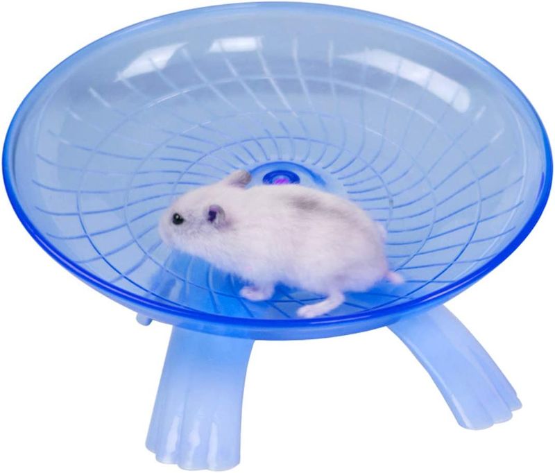 Photo 1 of  Hamster Flying Saucer Silent Running Exercise Wheel for Gerbil Rat Mouse Hedgehog Small Animals (Blue)
