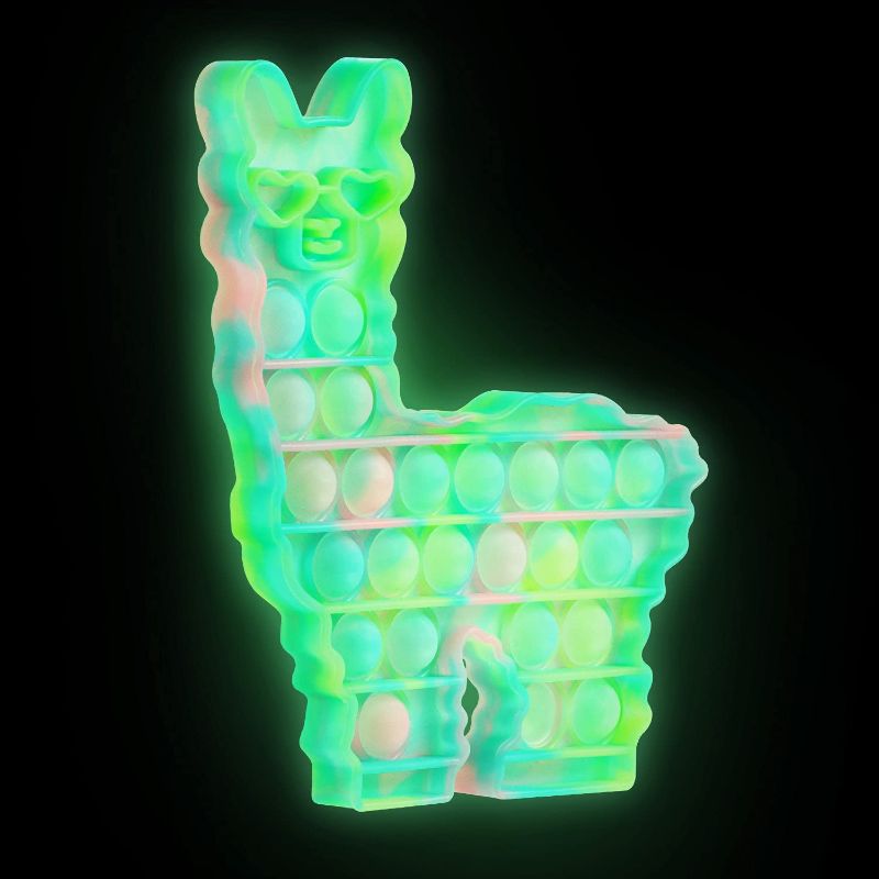 Photo 1 of Fluorescent Fidget Sensory Toy Llama, Silicone Alpaca Push Bubble Toy Glow in The Dark 
