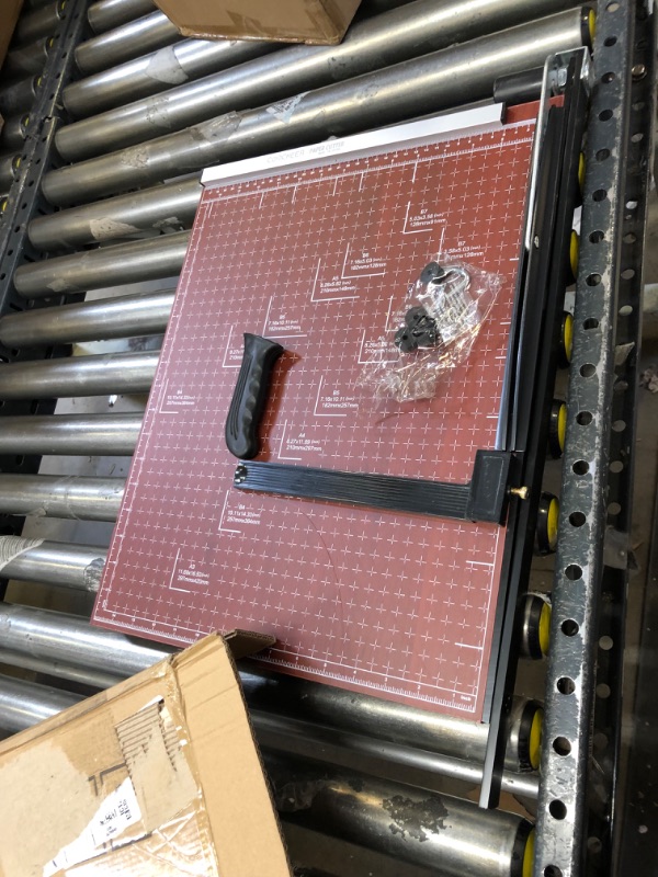 Photo 2 of Heavy Duty Guillotine Paper Cutter, A3 Large Paper Trimmer Blade Gridded Photo Guillotine Craft Machine, 18 inch Cut Length, 18.9" x 15.0" (Use for A2-A7) A3 Red