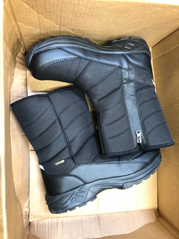 Photo 3 of (Size 8) SILENTCARE Mens Winter Mid-Calf Snow Boot Fur Warm Waterproof Slip On Outdoor Athletic 8 Black01