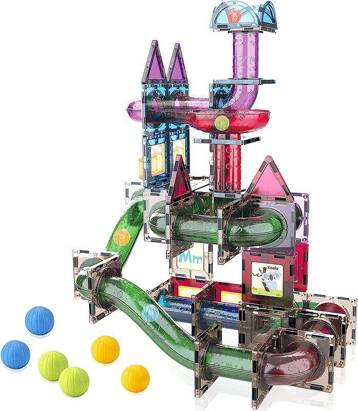 Photo 1 of Building Blocks with Pipes Balls Tracks , 199 PCS Marble Run Magnetic Tiles, Large 3D Magnet STEM Educational & Development Toys Gift for 5 6 7 8 9 10+ Years Old Boys Girls Birthday