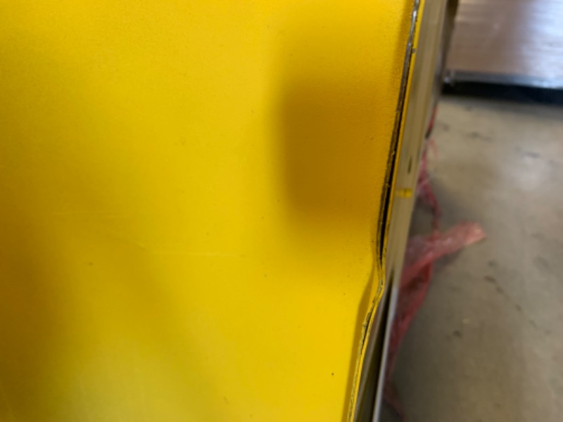 Photo 7 of Justrite 893020 Sure-Grip EX Flammable Safety Cabinet, 2 Door, Self Closing, Dimensions (H x W x D): 44 x 43 x 18 inch (1118 x 1092 x 457 mm); 30 gal. (114L) Yellow --- No Box Packaging, Item is New, Very Minor Dings to Metal Edges, Corners from Shipping 