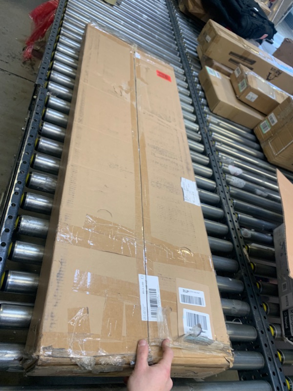 Photo 1 of - INCOMPLETE SET - Gator Frameworks Elite Series Studio Desk Workstation with (8U) Adjustable Rack Shelves and Sliding Keyboard Tray; Dark Walnut Finish (GFW-ELITEDESK-BRN) Dark Walnut Main Desk - BOX 3 OF 3, MISSING BOX 2 AND 1 --- Box Packaging Damaged,