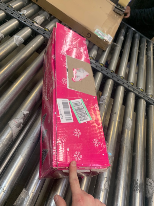 Photo 2 of 2 Ft Pink Christmas Tree with Lights - 24 Inch Tabletop Artificial Christmas Tree with String Lights and Ornaments, Christmas Decoration --- Box Packaging Damaged, Minor Use
