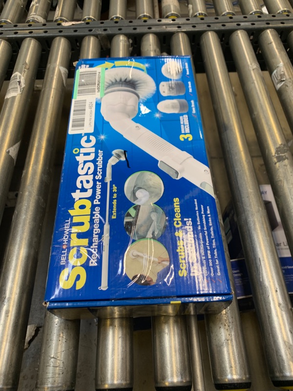 Photo 2 of Scrubtastic Spin Scrubber, Electric Shower Scrubber – Rechargeable, Multipurpose Extendable Tile Cleaner, Bathroom, Floor & Grout Bathtub Power Scrubber with 3 Rotating Brush Heads, Improved for 2022 --- Box Packaging Damaged, Moderate Use, Scratches and 