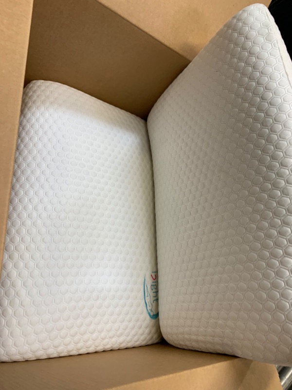 Photo 5 of 2 Pack inight Memory Foam Pillow, Soft Foam Pillow, Supportive Pillow, Ventilated Pillows for Sleeping, Pillow Back Sleeper & Pillow Side Sleeper, White-Standard --- Box Packaging Damaged, Moderate Use, Dirty From Previous Use

