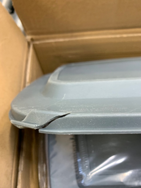 Photo 5 of 8-Piece Deep Glass Baking Dish Set with Plastic lids,Rectangular Glass Bakeware Set with BPA Free Lids, Baking Pans for Lasagna, Leftovers, Cooking, Kitchen, Freezer-to-Oven and Dishwasher, Gray --- Box Packaging Damaged, Item is New, Pieces are Broken,