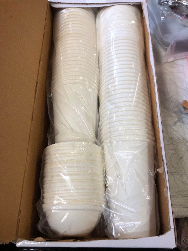 Photo 2 of [16 oz. - 50 sets] Disposable Paper Cups with Paper Dome Lids, Compostable Non-Plastic Cups Eco Friendly Recyclable Cups with Covers for Iced Coffee