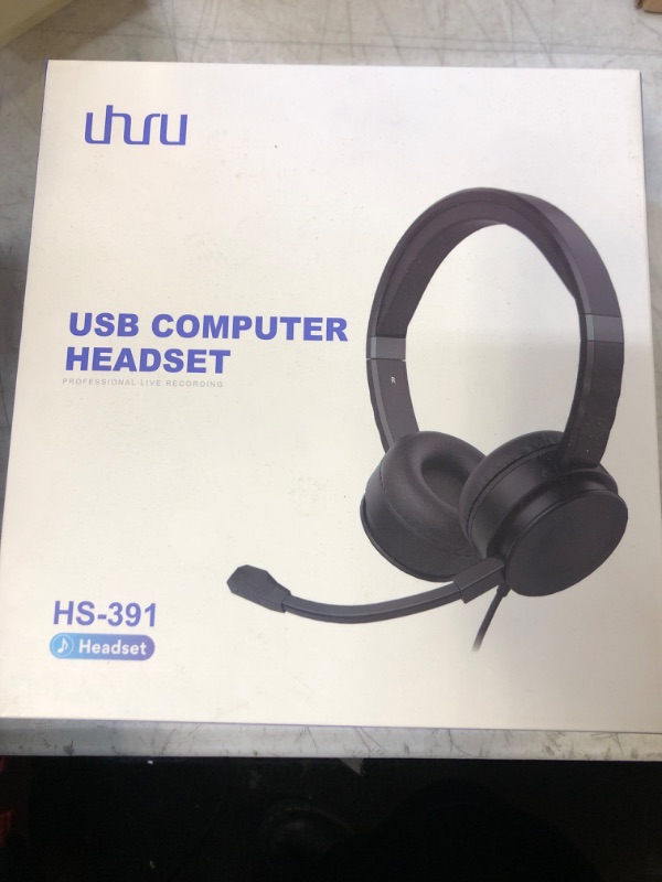 Photo 2 of USB Computer Headset with Microphone for Laptop, UHURU PC Wired Headset with Mic Noise Cancelling Lightweight for Skype Zoom Webinbar Home Office Online Class Call Center