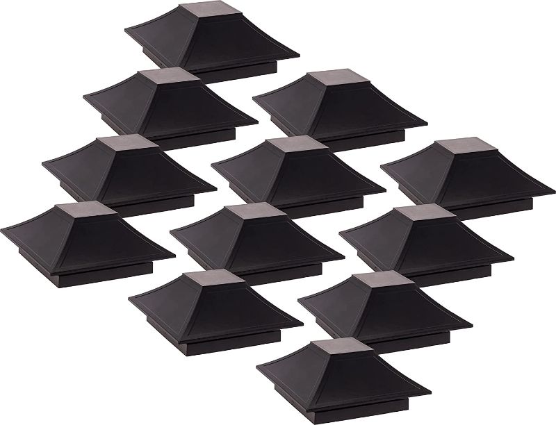 Photo 1 of  12 pcs Modern Minka Post Cap Cover for 4x4 Nominal Wood Posts (Black)
