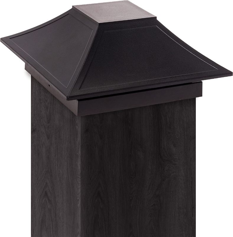 Photo 2 of  12 pcs Modern Minka Post Cap Cover for 4x4 Nominal Wood Posts (Black)
