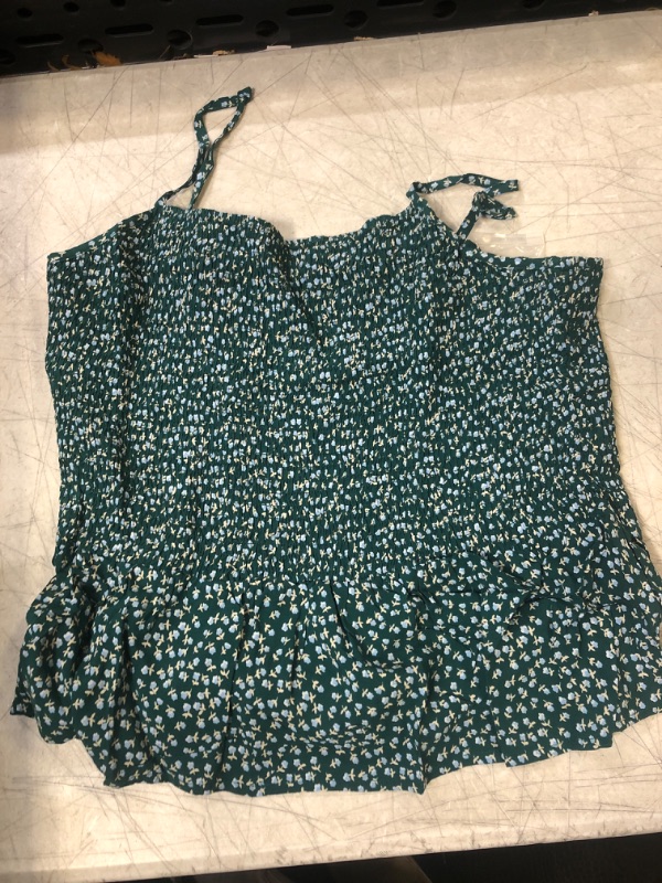 Photo 1 of Green Floral Spaghetti Strap Tank Top XL 