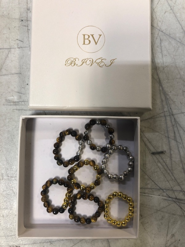 Photo 1 of BIVEI 7 Pcs Crystal Knuckle Rings for Women?Girls Stackable Elastic Rope Beads Rings Set?Chakra Healing Nature Gem Stones Joint Finger Jewelry Rings Ring Style 3