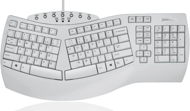 Photo 1 of Perixx PERIBOARD-512W Periboard-512 Ergonomic Split Keyboard - Natural Ergonomic Design - White - Bulky Size 19.09"X9.29"X1.73", US English Layout
