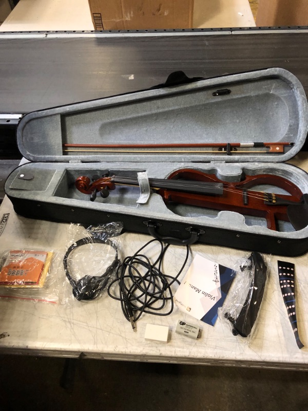 Photo 2 of Vangoa Electric Violin, 4/4 Full Size Silent Electric Violin Kit for Beginners Adults Solid Wood Electric Fiddle Starter Set
**ONLY HAS ONE ROSIN
MISSING BRIDGE **