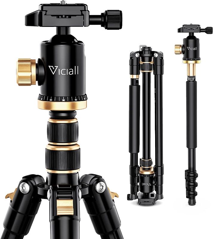 Photo 1 of VICIALL 80'' Tripod, Camera Tripod for DSLR, Compact Aluminum Tripod with 360 Degree Ball Head and 8kgs Load for Phone, Camera, Travel and Work
