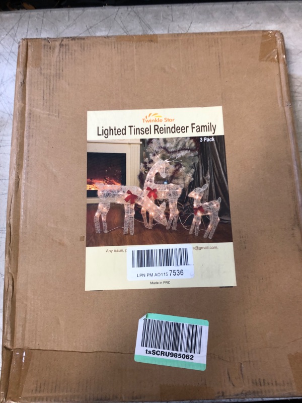 Photo 1 of 3 Pack Lighted Reindeer Family 2022 Christmas Large Outdoor Yard Decorations, Xmas Pre-Lit Buck Doe Fawn with LED Lights Holiday Décor for Indoor Outdoor Front Yards Garden Lawn Patio
