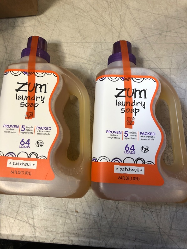Photo 2 of Zum Clean Laundry Soap - Patchouli - 64 fl oz (2 Pack)  -- FACTORY SEALED --
