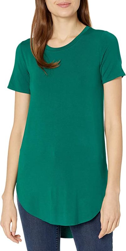 Photo 1 of Daily Ritual Women's Jersey Standard-Fit Short-Sleeve Open Crewneck Tunic   SIZE L
