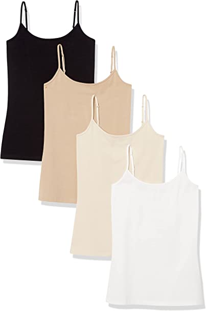 Photo 1 of Amazon Essentials Women's Slim-Fit Camisole, Pack of 4  SIZE M
