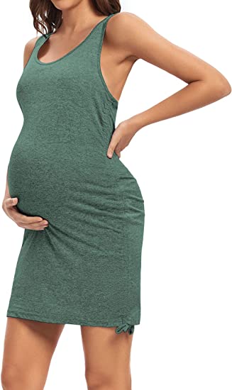 Photo 1 of Ecavus Women's Sleeveless Maternity Dress with Side Ties Casual Summer Bodycon Dress for Daily  SIZE M 
