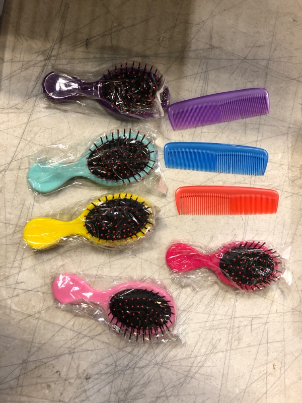 Photo 3 of  Pack Wet Small Hair Brush Colorful Hair Combs Set, 6 Detangler Mini Hair Brush Detangling Travel Hair Brush 6 Plastic Fine Wide Hair Combs for Women Men Kids Toddler Girls Baby Curly Hair, 6 Colors  -- MISSING SOME COMBS AND BRUSHES --
