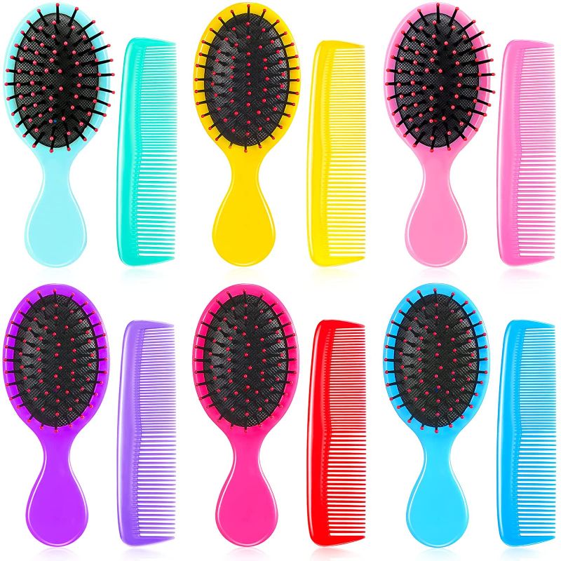 Photo 1 of  Pack Wet Small Hair Brush Colorful Hair Combs Set, 6 Detangler Mini Hair Brush Detangling Travel Hair Brush 6 Plastic Fine Wide Hair Combs for Women Men Kids Toddler Girls Baby Curly Hair, 6 Colors  -- MISSING SOME COMBS AND BRUSHES --
