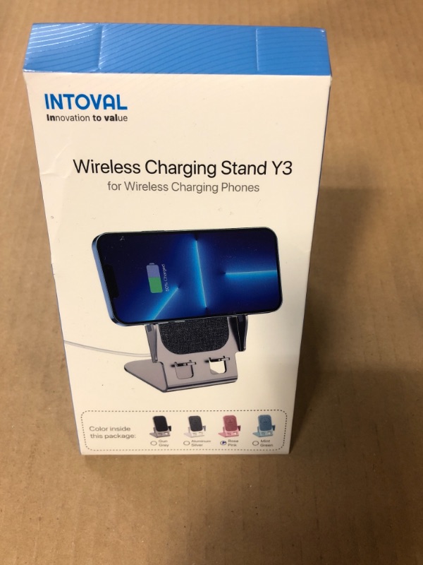 Photo 2 of Intoval Fast Wireless Charger Stand, for iPhone 14/14 Pro/14 Pro Max/13/12/SE/11/XS/XR/X Samsung Galaxy S22/S21/S20/S10/S9/S8/Note 20 Ultra/10/9 and Other Wireless Charging Phones(Y3,Pink)