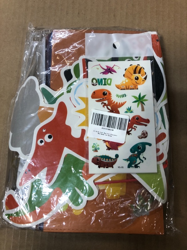 Photo 2 of 12 Pack Dinosaur Birthday Party Favor Drawstring Bags & 1 Theme Banner Supplies & Temporary Tattoo Stickers Different Designs Glow in the Dark for Kids Girls Boys Jurassic Party Favor Decorations