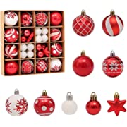 Photo 1 of 42Pcs Christmas Ornaments Balls WateBac , Set Decorations Balls for Xmas Tree Balls, Hanging Ball for Holiday, Wedding, Party (21Red & 21White)