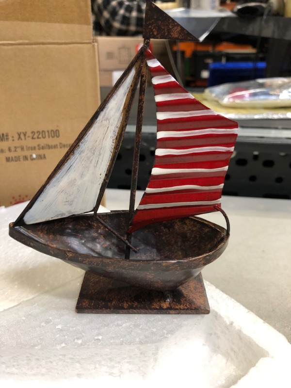 Photo 2 of ?? Sailboat Décor Handmade Home Furnishing Metal Sailboat Model Interior Study Living Room Office Decoration Ornaments Iron Ship Figurines Table top Nautical Ornament