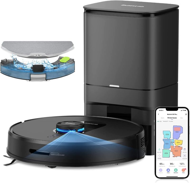 Photo 1 of 360 S8 Plus Robot Vacuum and Mop Combo, Botslab Self-Empty LIDAR Navigation Smart Mapping Robot, 2700Pa Suction, Carpet Detection, Work with Alexa, WIFI, APP, Ideal for Pet Hair, Hard Floor and Carpet

