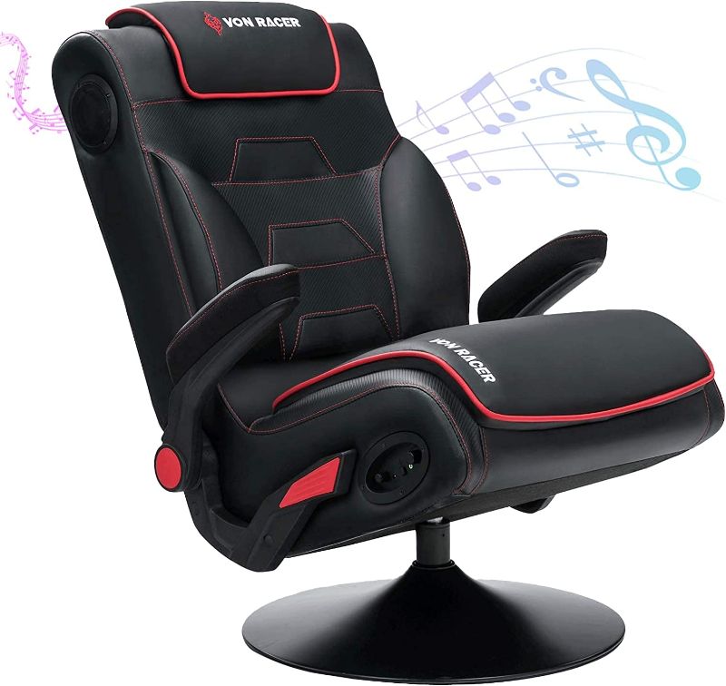 Photo 1 of VON RACER Video Game Chair with Speakers, 2.1 Audio Foldable Floor Gaming Chair, Pedestal PC Chair 2 Speakers and 4” Subwoofer