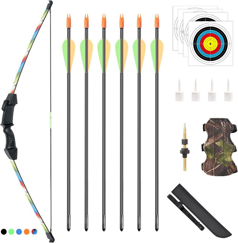 Photo 1 of ASDW Archery Youth Bow and Arrow Kids Bow Set Recurve Bow Beginner Bow and Arrows Kids Bow and Arrow Teenage Bow Game Bow Beginner Bow Birthday Gift Bow Draw Weight 18 LBS