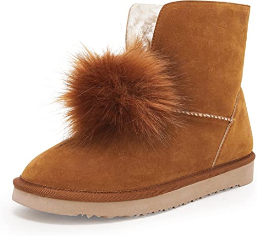 Photo 1 of Coutgo Womens Classics Winter Snow Boots Faux Fur Lined Pom-Pom Slip on Warm Ankle Boots - SIZE 5 -