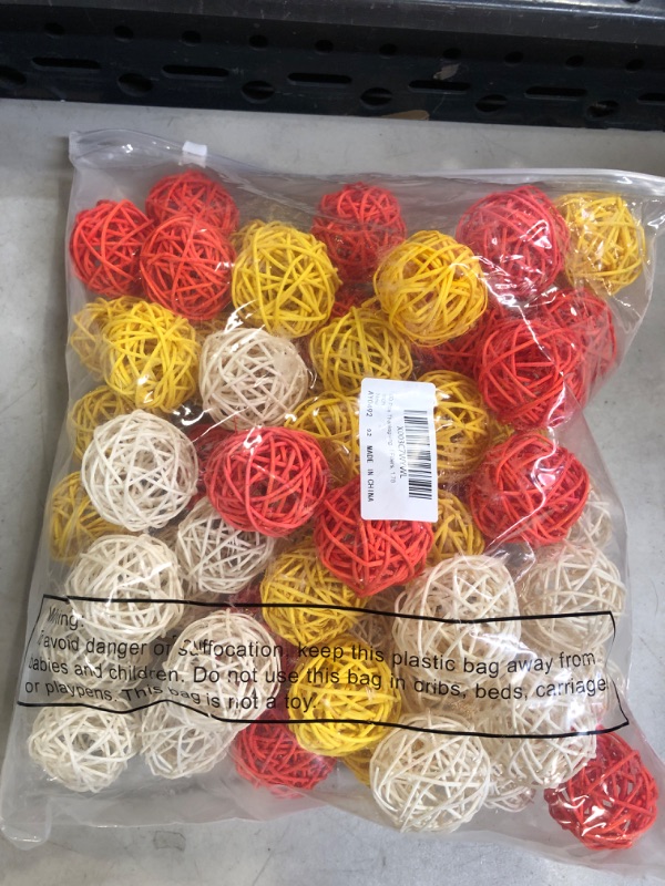 Photo 2 of 60 Pcs Thanksgiving Wicker Rattan Balls Rattan Vase Fillers for Centerpieces Orange White Yellow Woven Balls Decorative Balls for Bowl Centerpiece Decorative Twig Orbs Spheres Bowl Fillers, 1.78 Inch