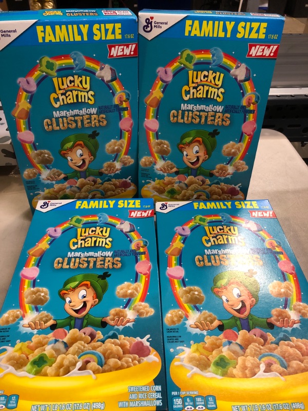 Photo 2 of 4Pack Lucky Charms Marshmallow Clusters Breakfast Cereal, 17.6oz---exp date 12-27-2022